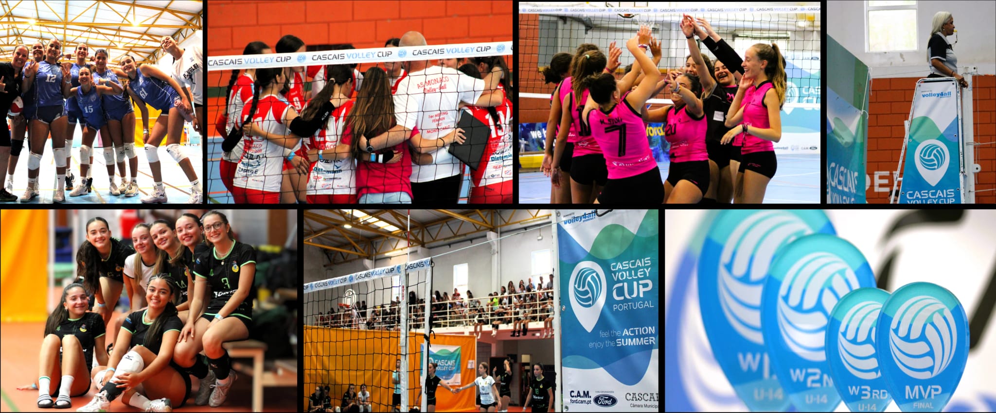 Mosaico de imagens da competição